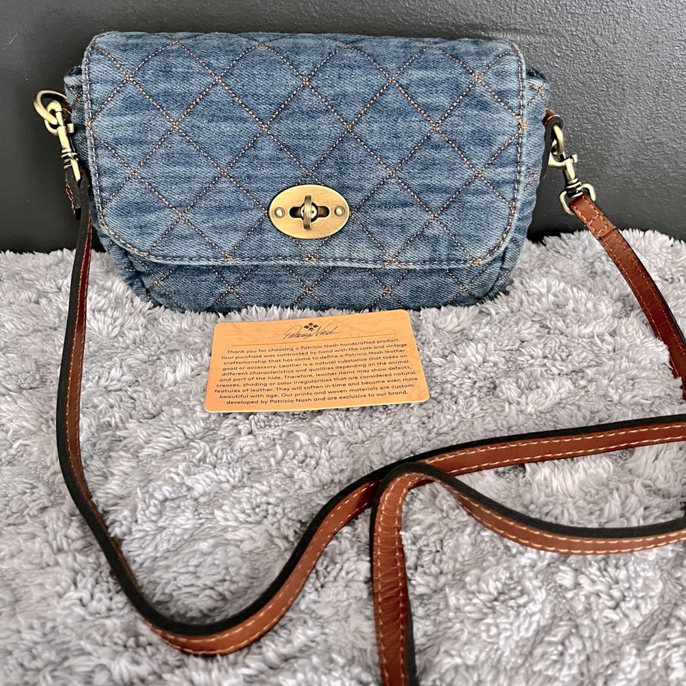 Patricia Nash denim quilted Bonny crossbody